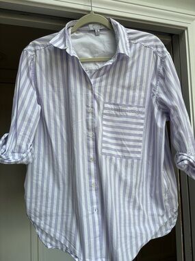 AYR Deep End Lavender & White Striped Button-Up Shirt